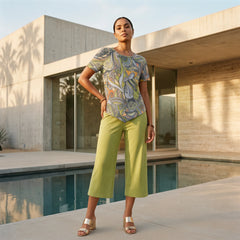 Jana Handkerchief-Hem Top & Cropped Wide-Leg Pant Set