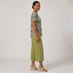 Jana Handkerchief-Hem Top & Cropped Wide-Leg Pant Set