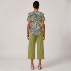 Jana Handkerchief-Hem Top & Cropped Wide-Leg Pant Set