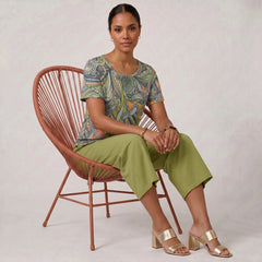Jana Handkerchief-Hem Top & Cropped Wide-Leg Pant Set