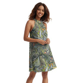 Jana Halter Flare Dress - Retro Kaleidoscope Multicolor Floral Print