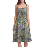 Jana Sleeveless Boho Chic Retro Coral Floral Midi A-Line Summer Strappy Dress - Blissfully Brand