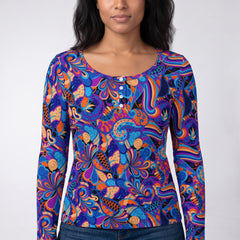 Jina Ribbed Long Sleeve Henley Top