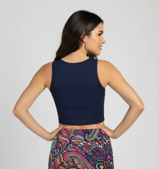 Juhla Solid Series Blue Performance Crop Top