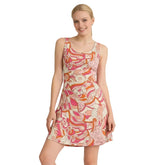 Keki print retro psychedelic skater dress A-line coral pink orange swirling paisley floral handmade London Blissfully Brand