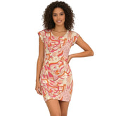 Retro psychedelic mini dress Keki print stretch jersey sustainable fabric made to order