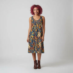 クリ ノースリーブ ミディ クレープ タンクドレス