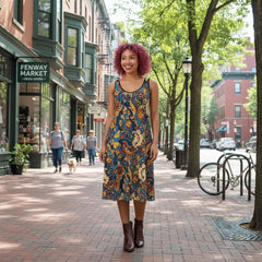 クリ ノースリーブ ミディ クレープ タンクドレス