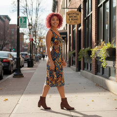 クリ ノースリーブ ミディ クレープ タンクドレス