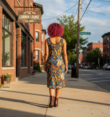 クリ ノースリーブ ミディ クレープ タンクドレス