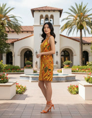 Mandra Rib Knit V Neck Mini Dress