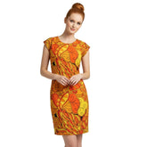 Mandra Mini Tunic T-shirt Dress - Jersey & Velour - Abstract Paisley All Over Print - Retro - Psychedelic - Boho - Orange & Black - Handmade in England - Blissfully Brand