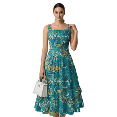 Masu Ruffle Hem Tiered Midi Dress