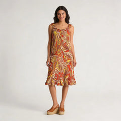Miarna Ruffled Lace Neck Spaghetti Strap Dress