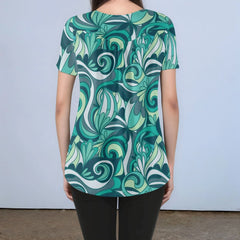 Mima Scoop Neck Tunic Top with Button Detail