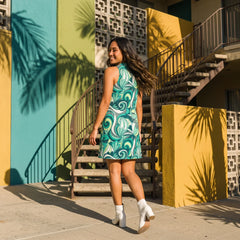 Mima Sleeveless Mock Neck A-line Dress