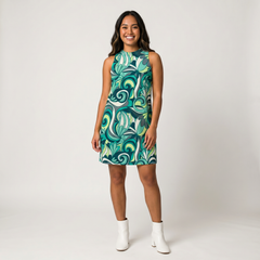 Mima Sleeveless Mock Neck A-line Dress