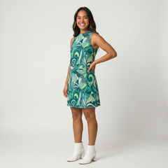 Mima Sleeveless Mock Neck A-line Dress