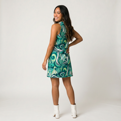 Mima Sleeveless Mock Neck A-line Dress
