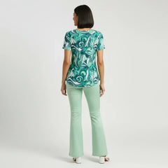 Mima Scoop Neck Tunic Top with Button Detail