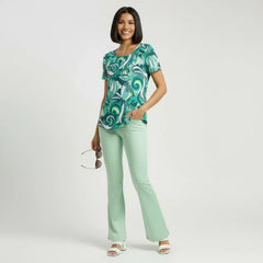 Mima Scoop Neck Tunic Top with Button Detail