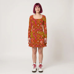 Mina Square Neck Mini Swing Dress