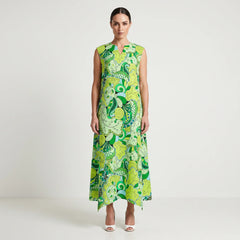 Misa Handkerchief Hem Sleeveless Maxi Dress