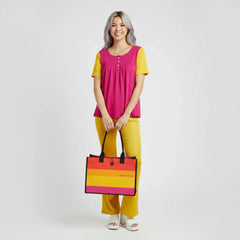 Munich Color Block Scoop Neck Relaxed Top - Airline Series