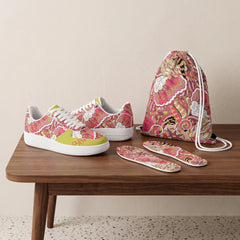Nami Psychedelic print low top sneakers in Wattle Green with matching drawstring bag and print insoles, Blissfully Brand.