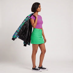 Nela Green Flexe Denim Mini Skirt