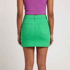 Nela Green Flexe Denim Mini Skirt