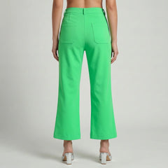 Nela Green High Waist Flare Cropped Pants