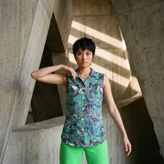 Nela Sleeveless Button-Down Collared Shirt
