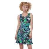 Nela Skater Dress - Zen Tangle Influenced - Retro Abstract Print - Blissfully Brand