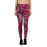 Pena print mid-rise casual leggings, featuring an intricate, vibrant pattern in fuchsia, deep berry, plum, and lavender-grey. Retro Paisly Floral Swirls - Blissfully Brand