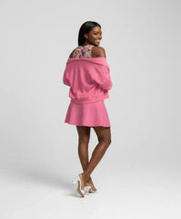 Perl Color Series Pink High Waisted Flare Mini Skirt