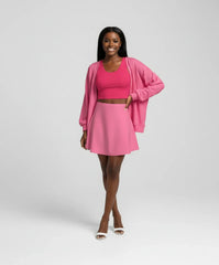 Perl Color Series Pink Relaxed Open Front Cardigan