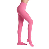 Woman wearing bold Froly Pink opaque tights