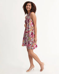 Perl Halter Flare Dress