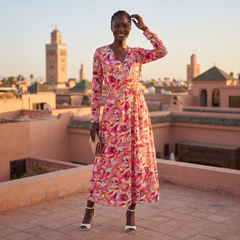 Perl Long Sleeve V-neck Maxi Dress