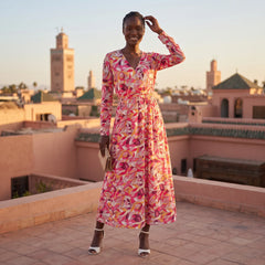 Perl Long Sleeve V-neck Maxi Dress