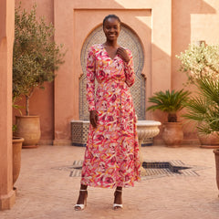 Perl Long Sleeve V-neck Maxi Dress