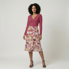 Piki Button A-Line Midi Skirt