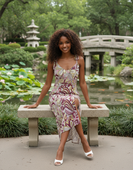 Piki Tie Strap Split Midi Dress