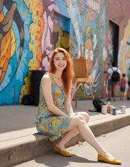 ピンサリブニットVネックワンピース