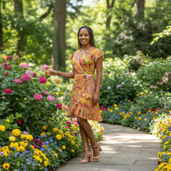 Popsica Flounce Wrap Dress