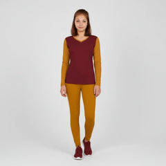 Renai Color Block V-neck Long Sleeve Tee