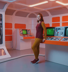 Renai Color Block V-neck Long Sleeve Tee