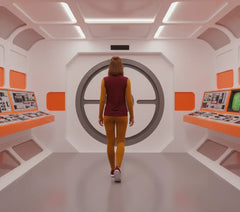 Renai Color Block V-neck Long Sleeve Tee