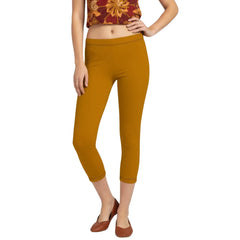 Indochine Orange Capri Casual Everyday Leggings - LYCRA - Blissfully Brand
